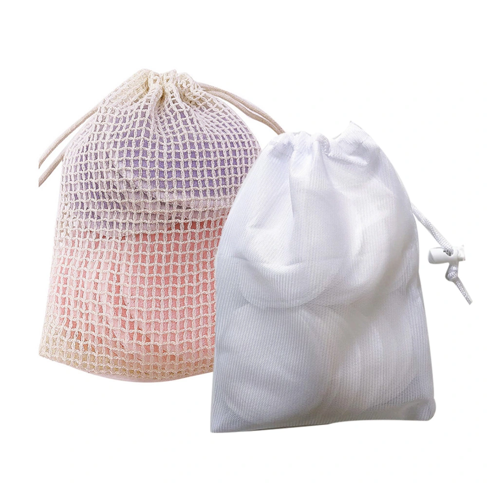 Solid Color Facial Cleansing Makeup Remover Wipes Mesh Drawstring Storage Bag