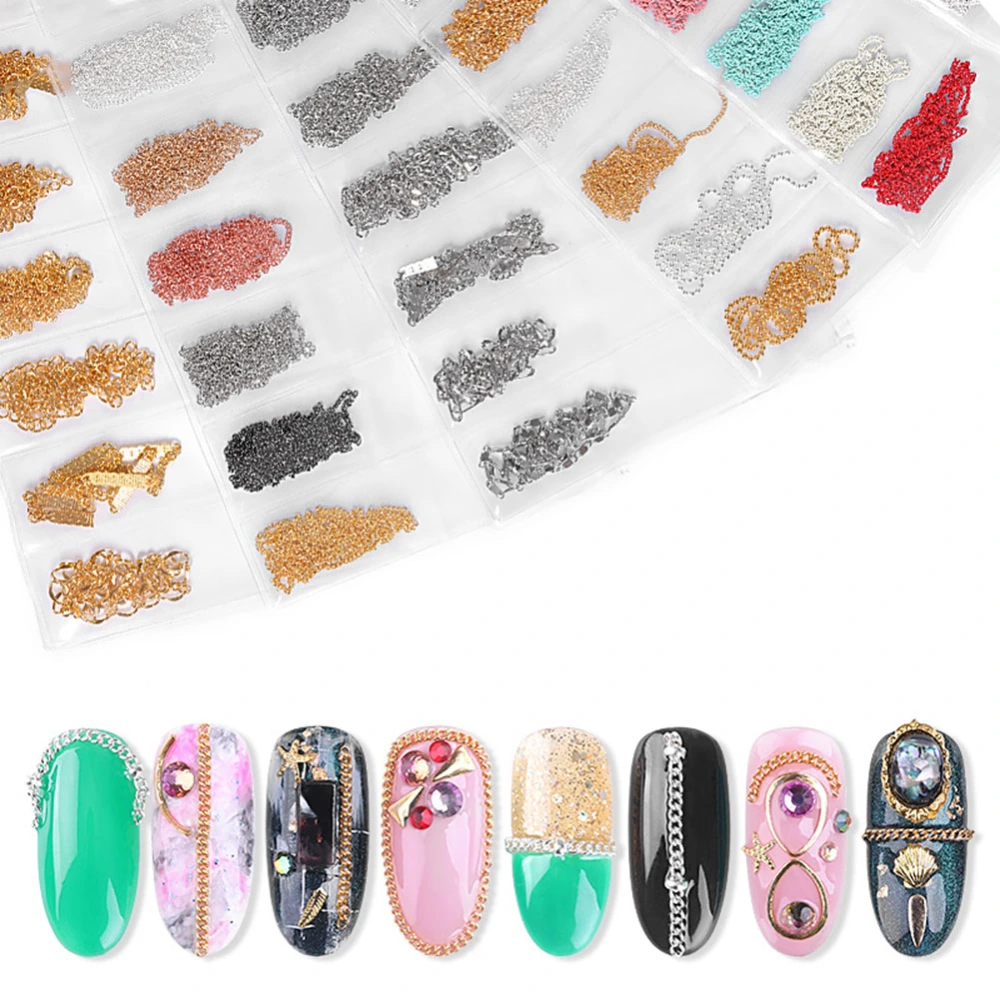 Punk Style Mixed Size Nail Chains 3D Alloy Art Decorations DIY Manicure Supplies