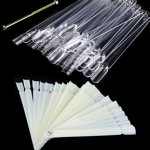 50Pcs Women False Nail Art Board Tip Stick Polish Foldable Display Practice Fan