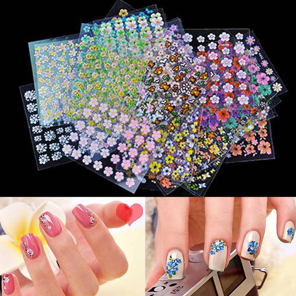 10Pcs 3D Nail Art Transfer Sticker DIY Flower Decals Manicure Tips Decoration