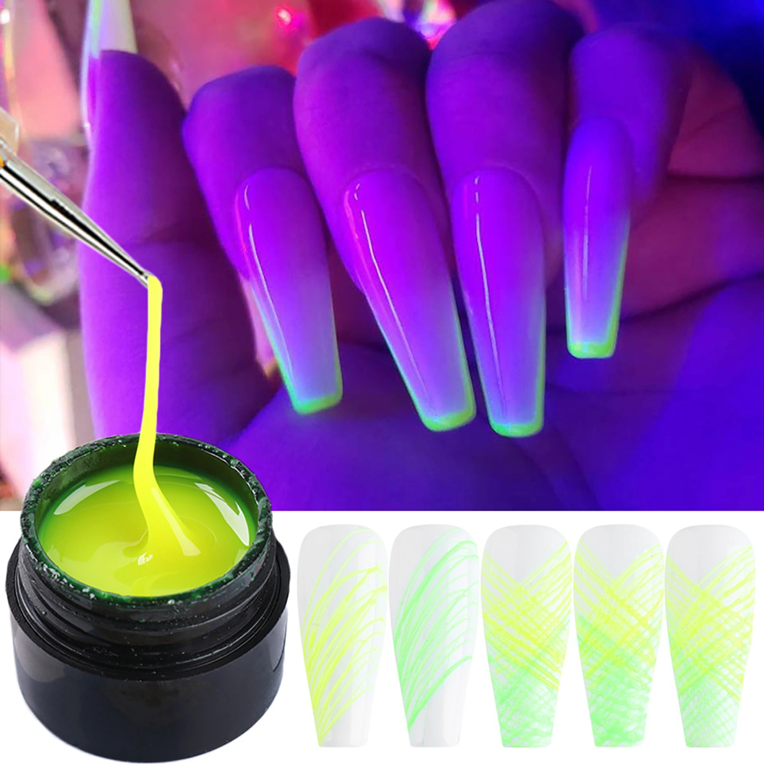 5ml Luminous Pulling Silk Neon Fluorescent Effect Spider Nail Gel Varnish Base
