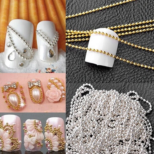 5m Beads Line Chain for Acrylic Nail Art 3D False Tips DIY Decoration Manicure