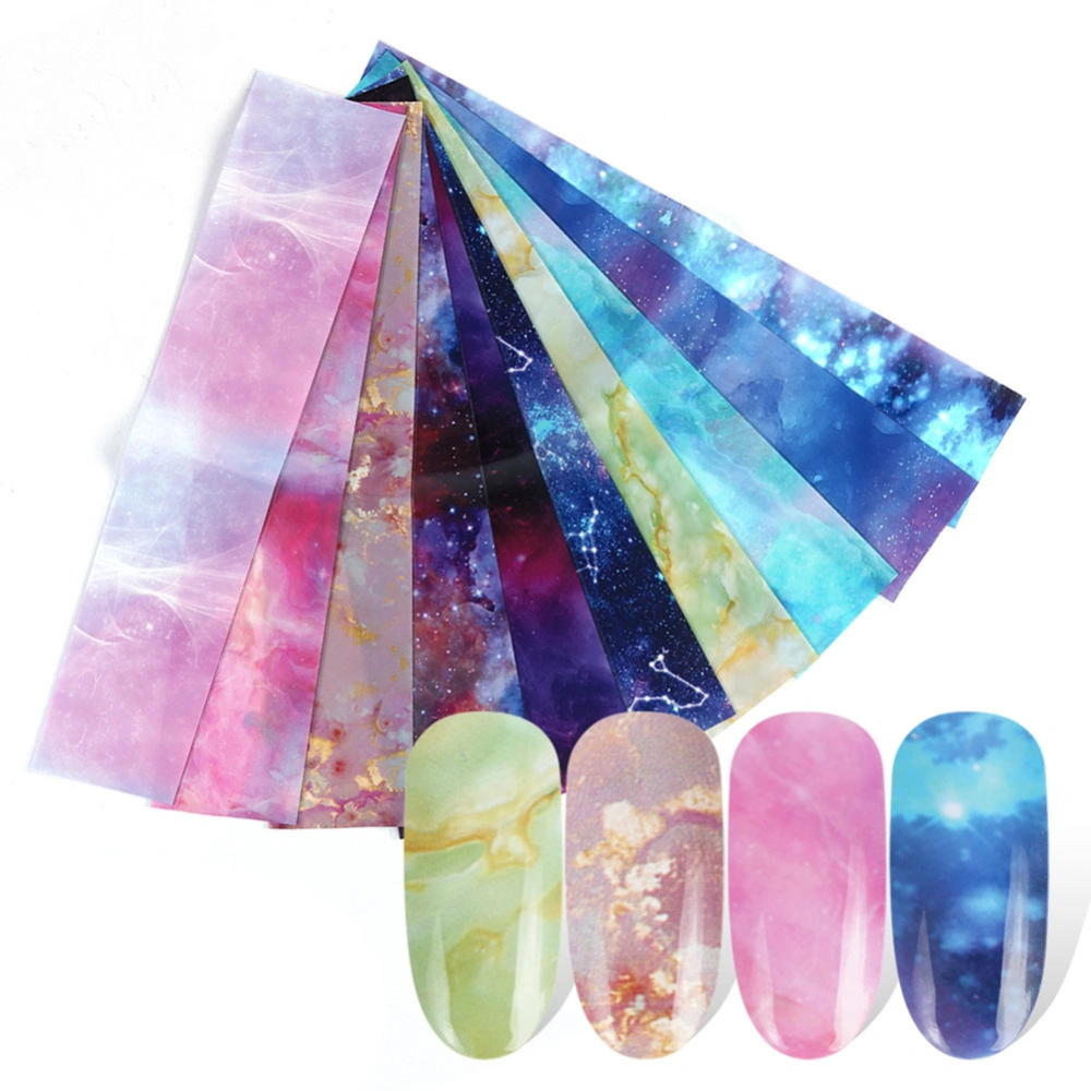 DIY Star Night Sky Adhesive Nail Art Sticker Transfer Paper Decal Manicure Decor