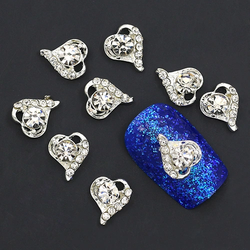 10Pcs Alloy Snow Flake Bowknot Heart Shape Fashion Nail Art Tip Decoration