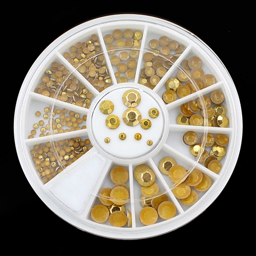 Nail Art Decoration DIY 3D Acrylic Glitter Golden Rhinestone Wheel Decor Tool