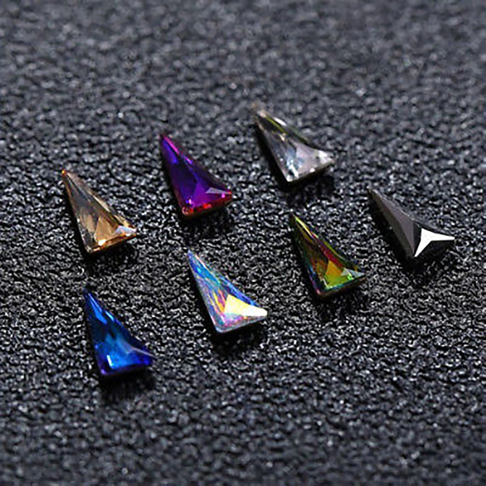 10Pcs Women Triangle Nail Art Tip Shiny Rhinestone DIY Decoration Manicure Kit