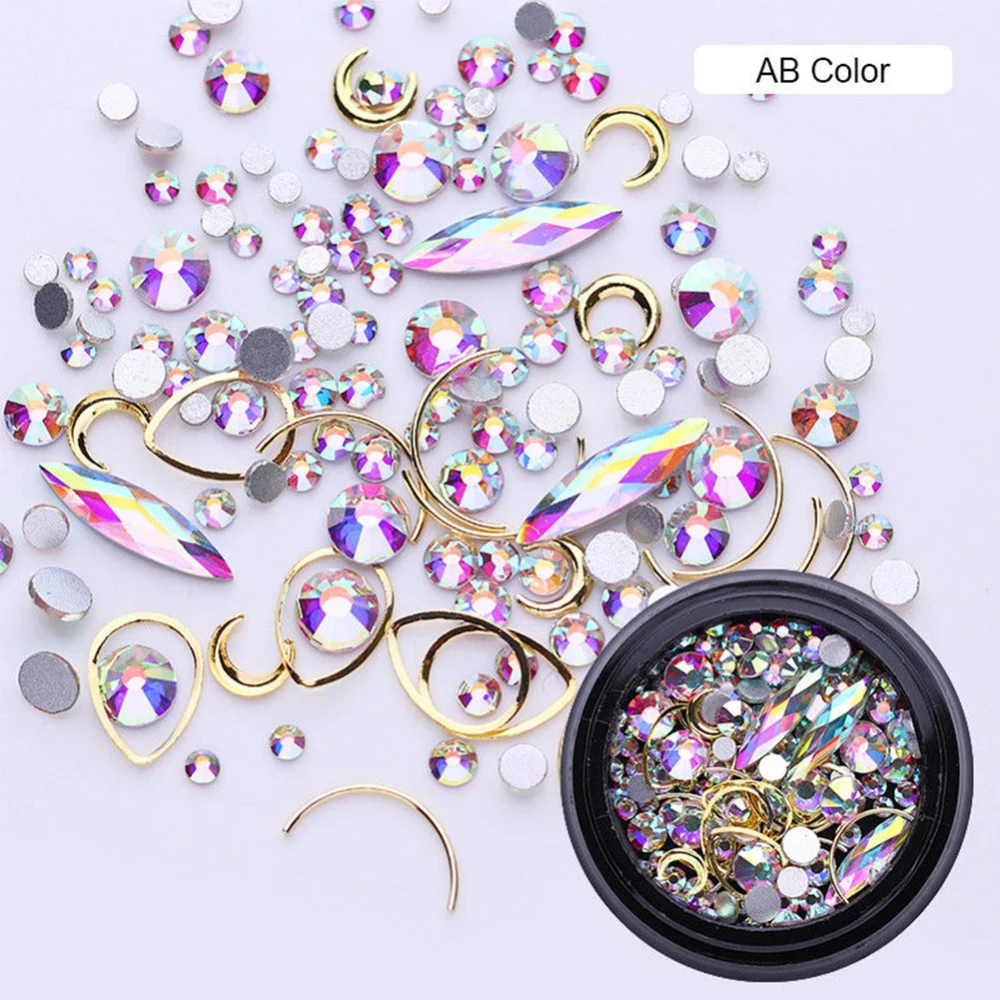 Glitter Rhinestone Geometric Alloy Nail Art 3D Decoration Manicure Beauty Tool