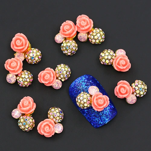 10 Pcs Women's 3D Alloy Crystal Rhinestone Nail Art Sticker Tips DIY Decor