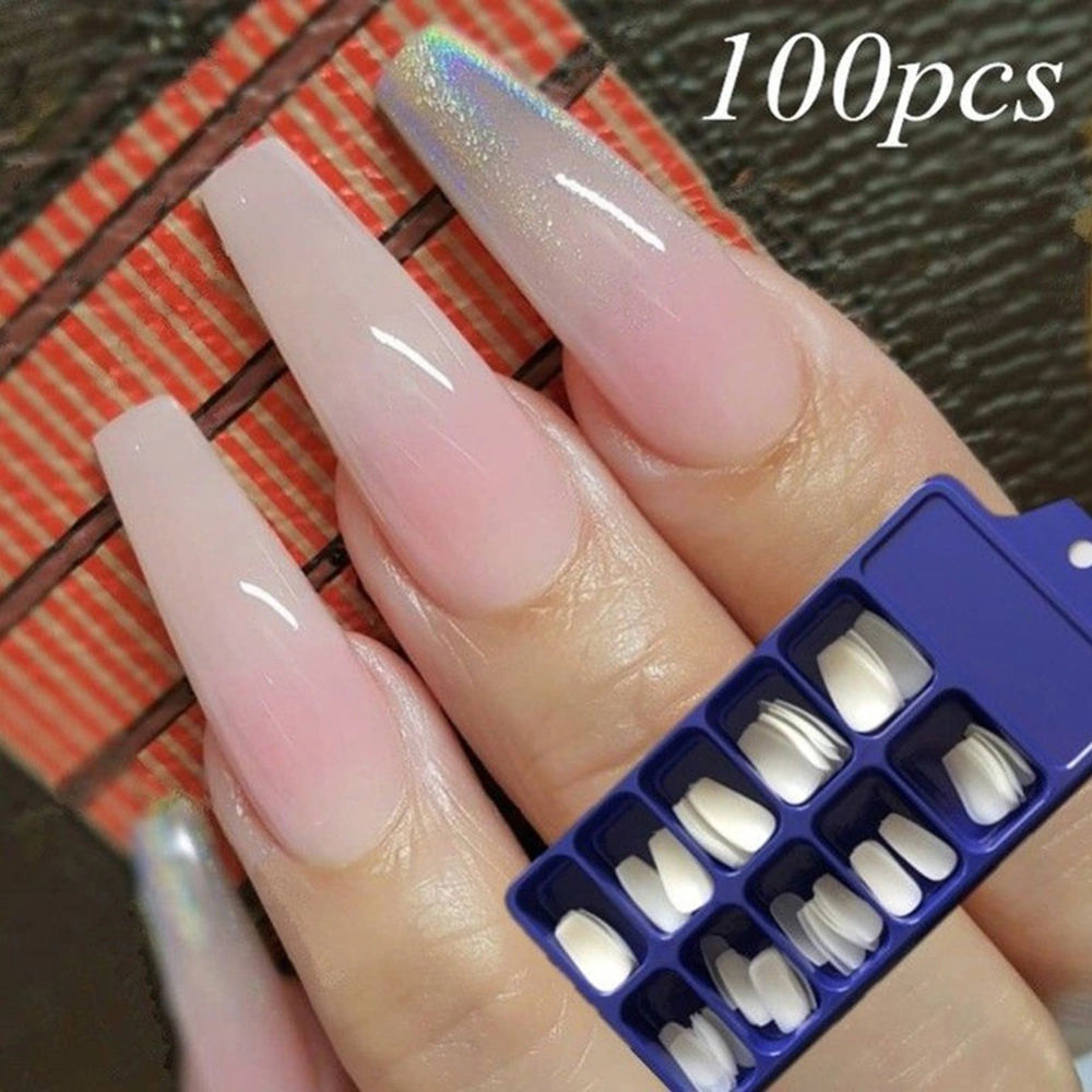 100Pcs Fake Tips Full Cover Ballerina Acrylic Nail Extensions Manicure Tools