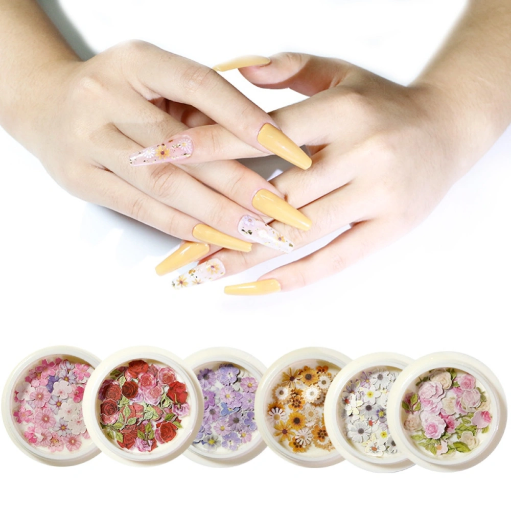 Simulation Rose Marguerite Sakura Decals Wood Pulp Slices Nail Art Decorations