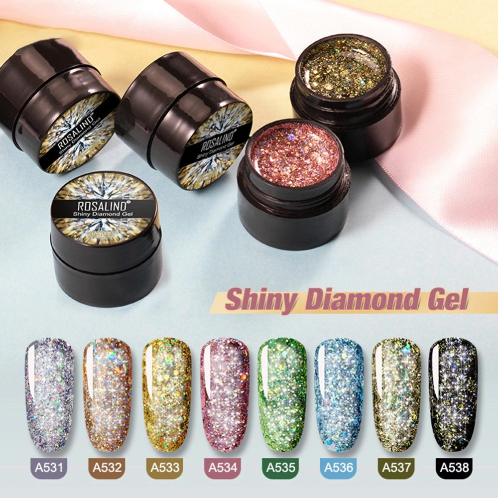 ROSALIND Glitter Rhinestone UV LED Nail Gel Polish Soak Off Varnish Lacquer