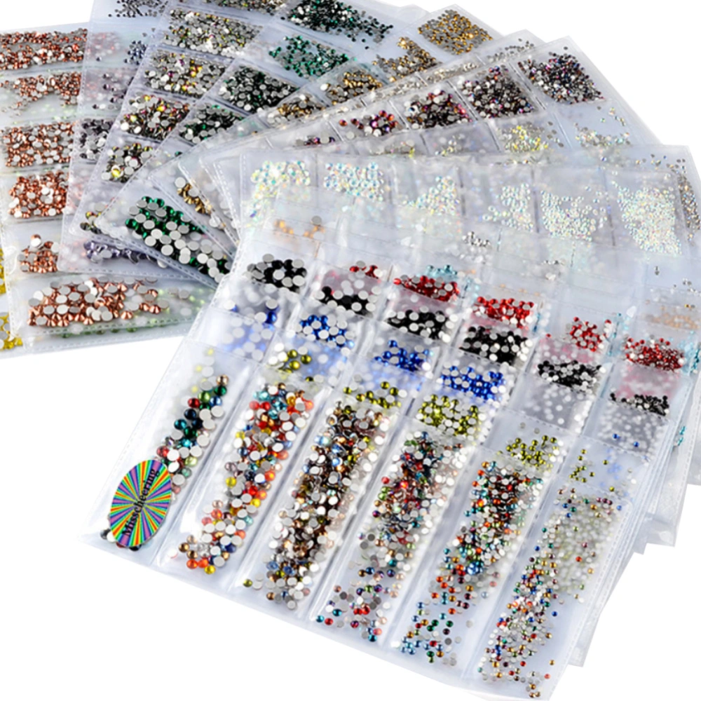 6 Size DIY Glitter Rhinestones Nail Art Sequins Decals Mixed Manicure Decoration