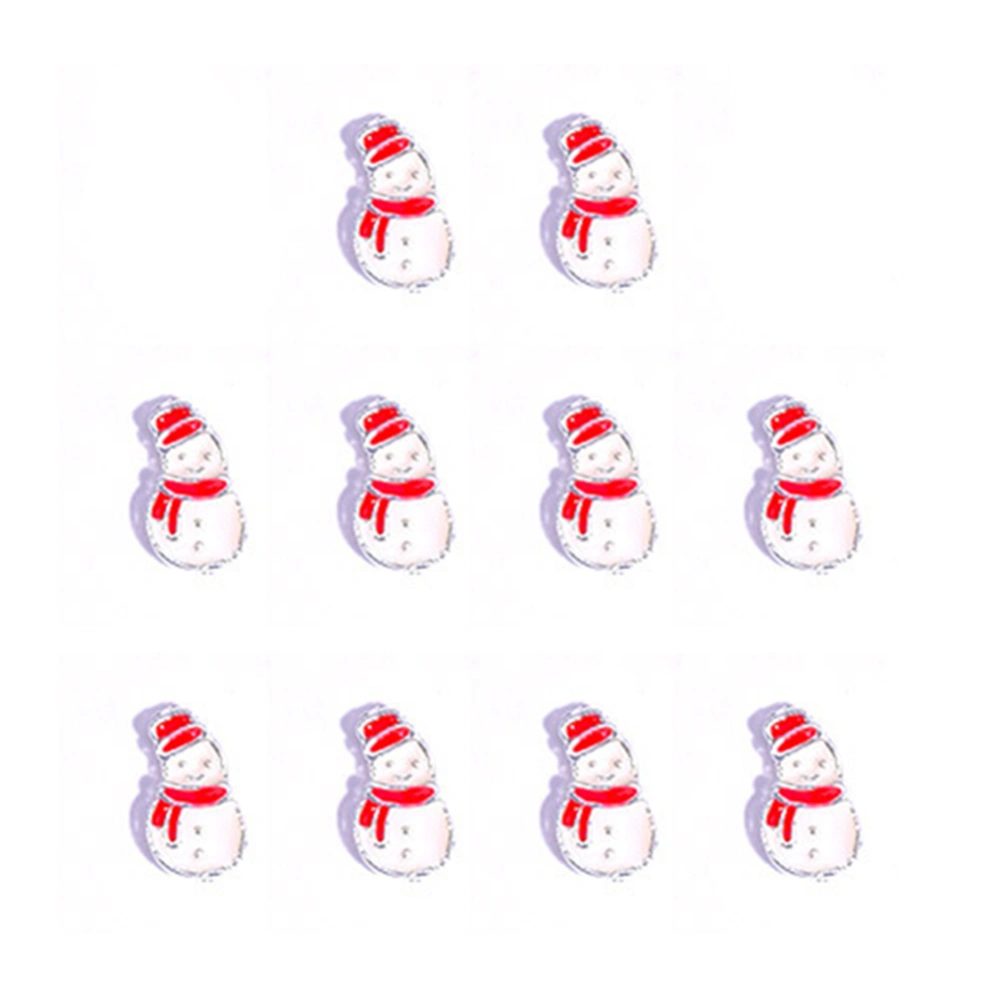 10pcs Christmas Santa Snowman Alloy Rhinestone Nail Art Stickers Manicure Decor