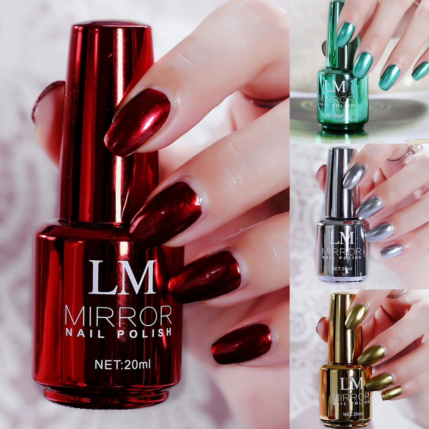 20ml Nail Polish Metallic Mirror Effect Lasting Nail Decor Quick Drying Makeup Tools for Daily Life