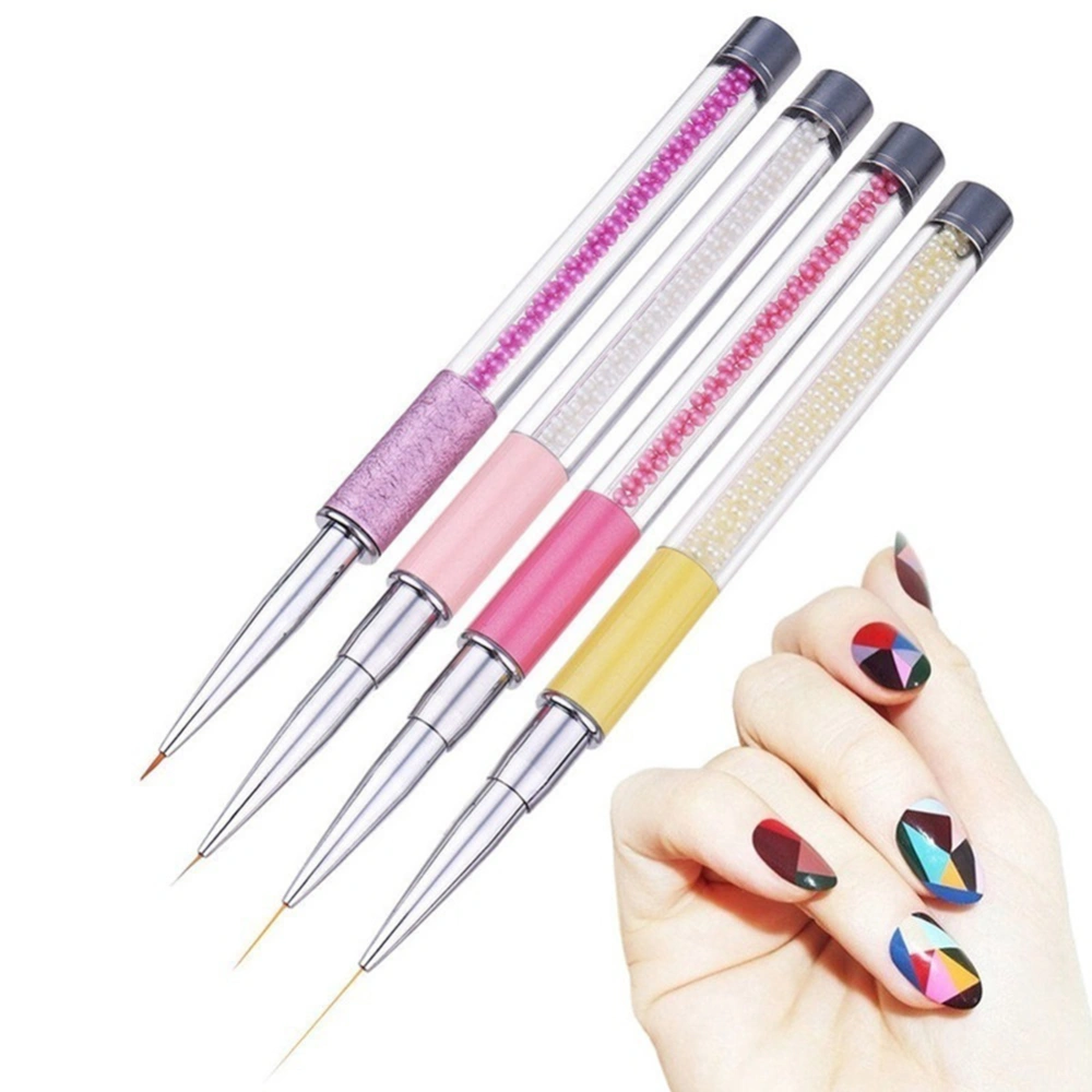 Nail Art UV Gel Liner Brush Pen Colorful Bead Handle DIY Painting Manicure Tool