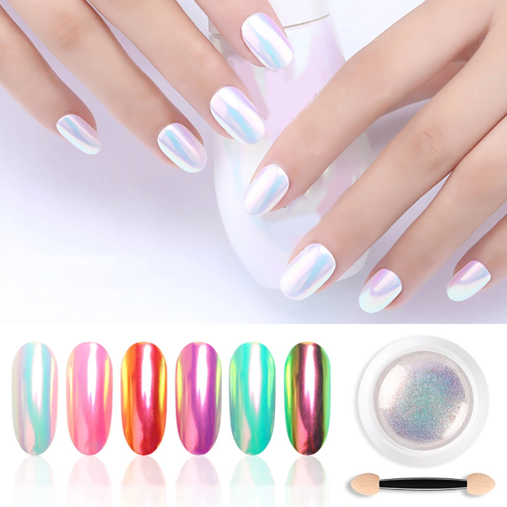 3g Glitter Holographic Rainbow Nail Art Powder Mirror Pigment with Mini Brush