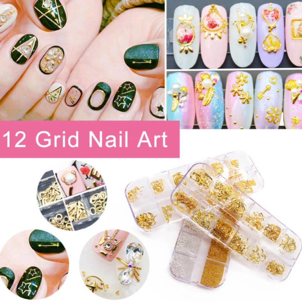 12 Grids/Box Mixed Glitter Metal Nail Art Decoration Sparkly Thin Flakes Decal