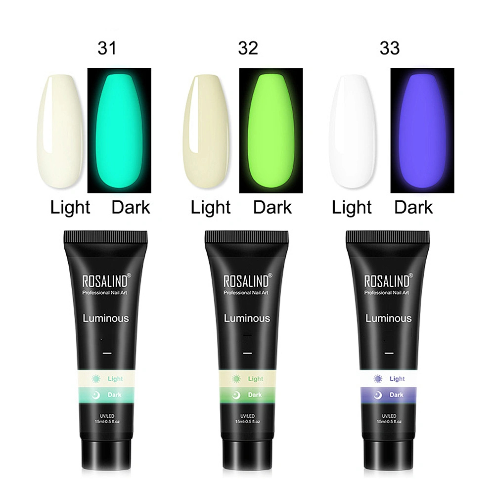ROSALIND 15ml Luminous Nail Design Extension Tips Builder Glue Glow in Dark