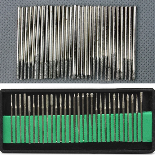 30Pcs Diamond Burr Bits Drill for Glass Stone Engraving Etching Rotary Tool Set