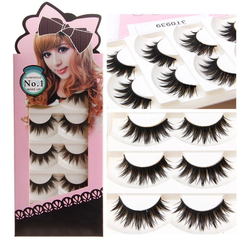 5 Pairs Natural Soft Handmade Long Black Makeup Thick False Eyelashes Eye Lashes