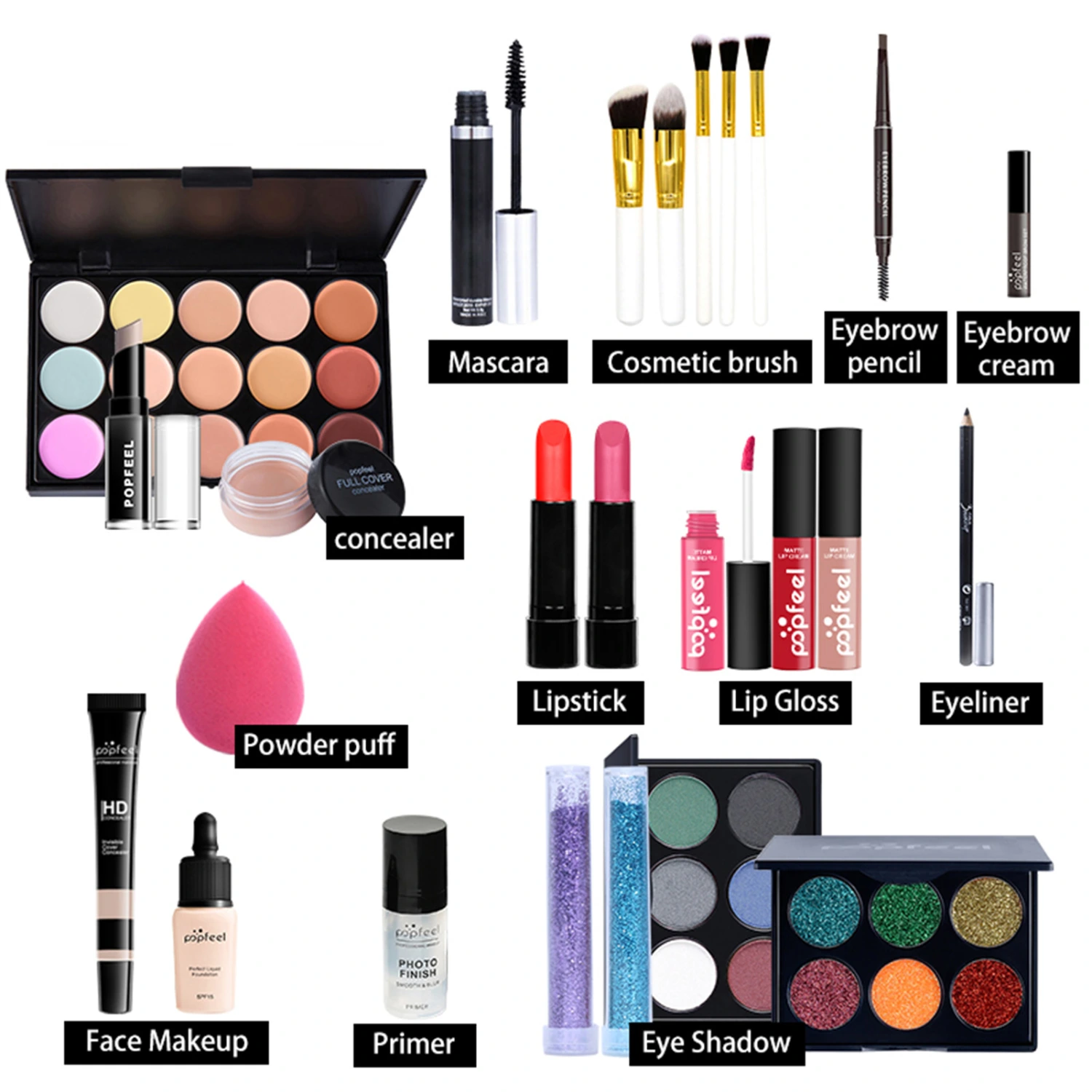 25Pcs/Set Makeup Kit Professional Universal Full Set Cosmetic Combo Set for Female Beginner
