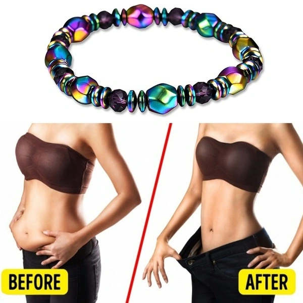Colorful Beaded Hematite Magnetic Bracelet Weight Loss Slimming Wrist Therapy