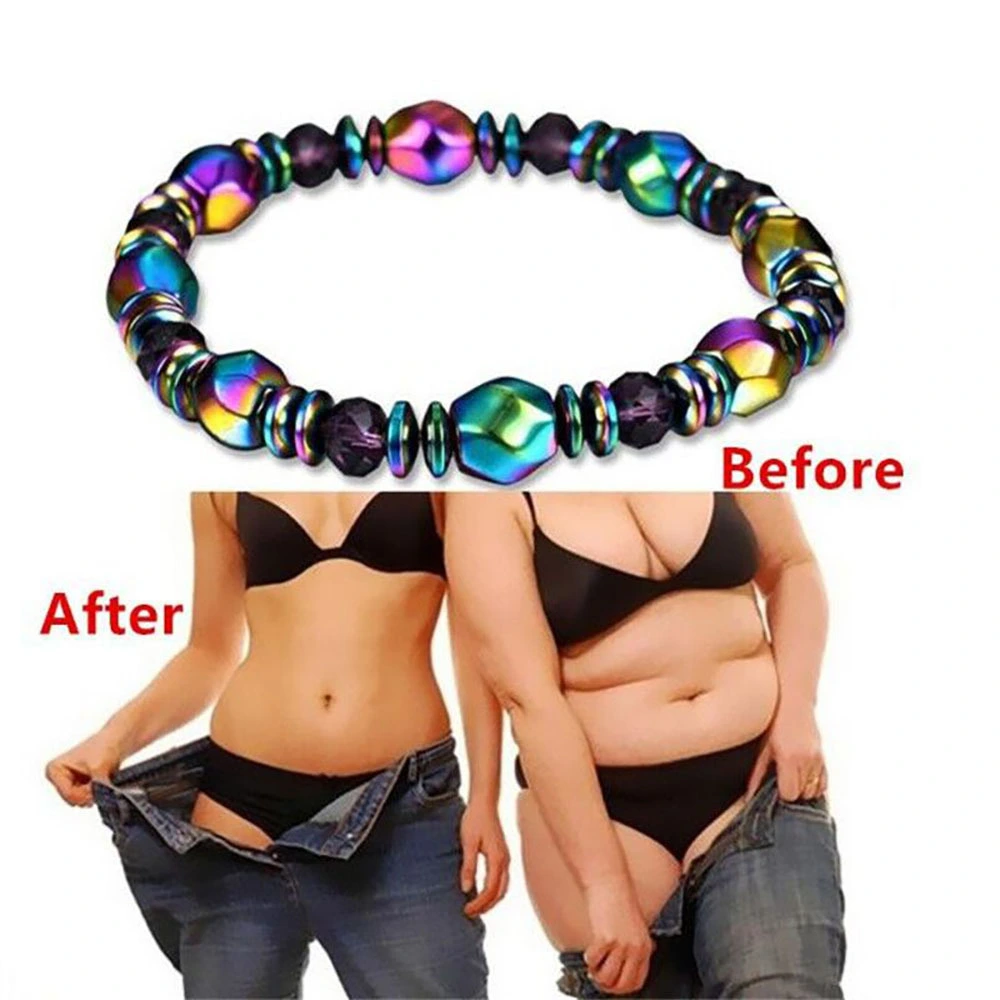 Colorful Beaded Hematite Magnetic Bracelet Weight Loss Slimming Wrist Therapy
