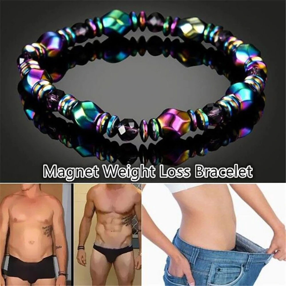 Colorful Beaded Hematite Magnetic Bracelet Weight Loss Slimming Wrist Therapy