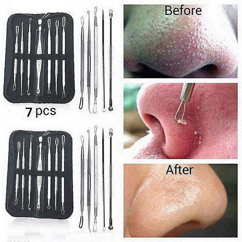 7 Pcs Stainless Steel Blackhead Pimple Acne Blemish Extractor Remover Tool Set