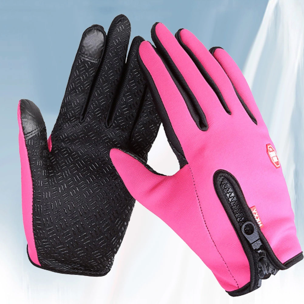 Men Women Windproof Zipper Touch Screen Gloves Ski Snow Motorcycle Warm Mittens