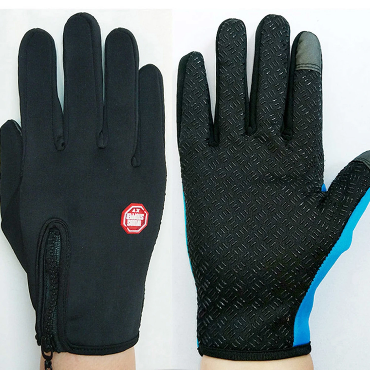 Men Women Windproof Zipper Touch Screen Gloves Ski Snow Motorcycle Warm Mittens