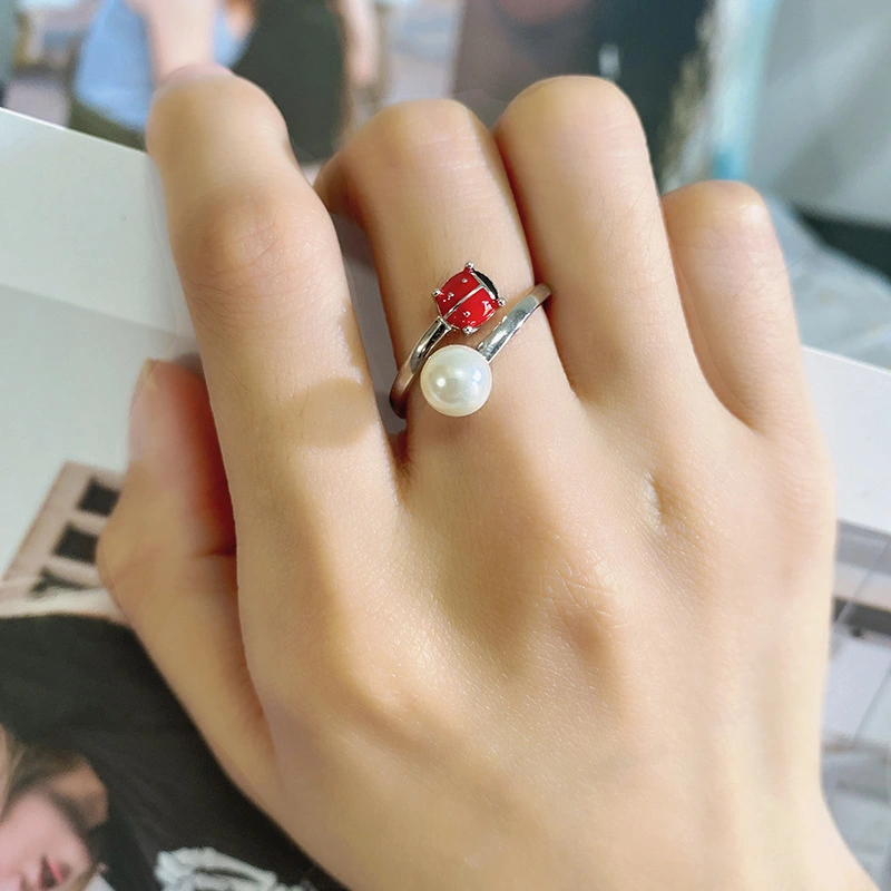 Seven Star Ladybug Sterling Silver Ring