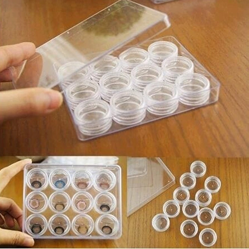12 Grids Clear Contact Lens Case Left Right Sign Contact Lens Holder Storage Box