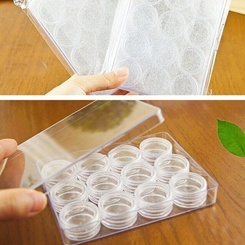 12 Grids Clear Contact Lens Case Left Right Sign Contact Lens Holder Storage Box