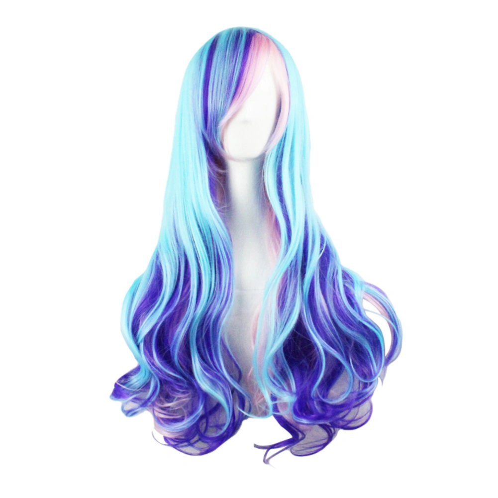 70cm Women Gradient Color Long Big Wave Curly Full Wig for Cosplay Anime Party