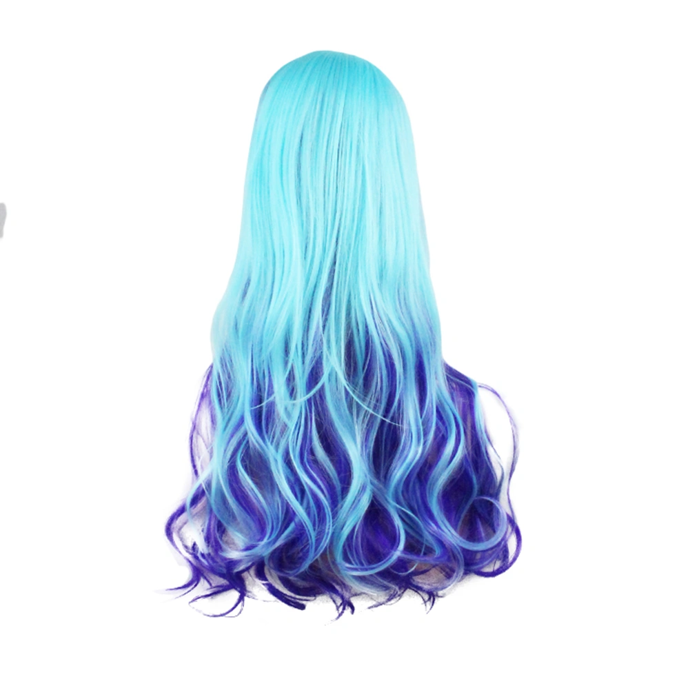 70cm Women Gradient Color Long Big Wave Curly Full Wig for Cosplay Anime Party