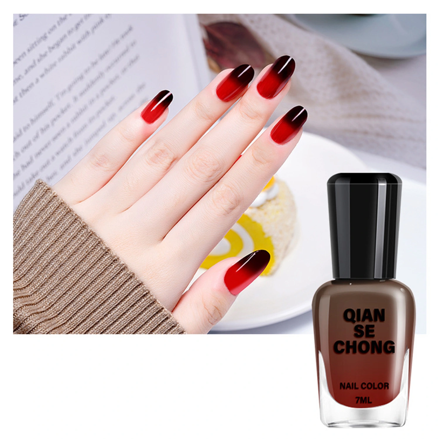 7ml Nail Polish Quick Drying Bake-Free High Pigmented Warm Gradient Gel Removable Polish for Female