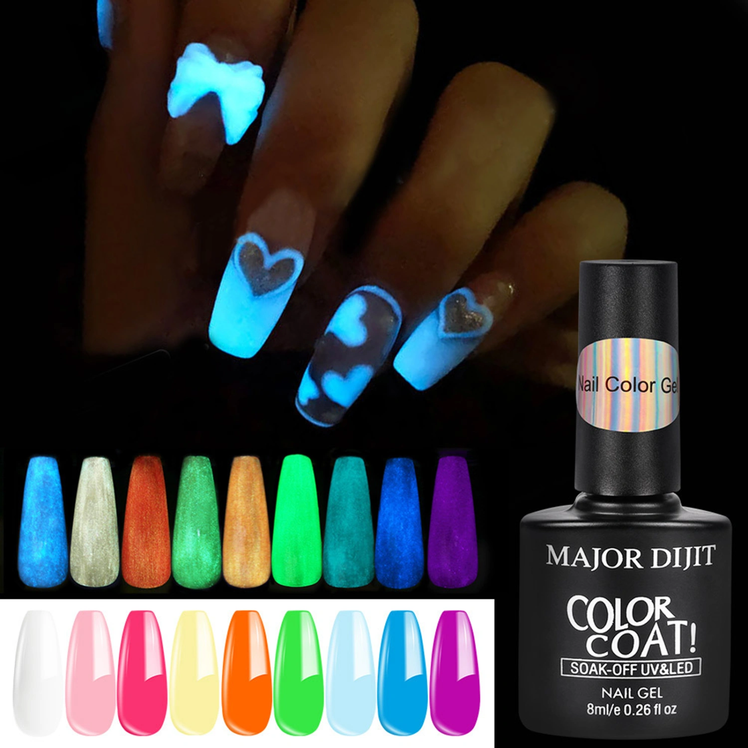 8ml Nail Polish Fluorescent Color DIY Design Nail Art UV Nail Gel Polish for Party