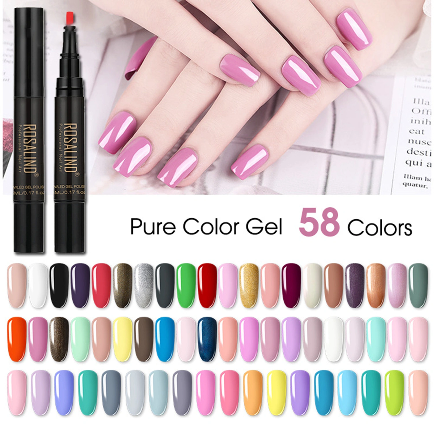 5ml Nail Polish Gel Pen Pure Color Soft Head Non-Fading Neon Polish Varnish UV Manicure Gel Pen for Beauty