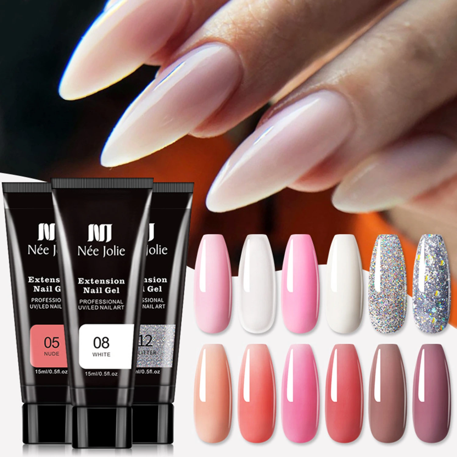 15ml Nail Extension Gel Excellent Saturation Tips Extending Various Colors Clear Quick Building Nails Finger Manicure Gel for Salon