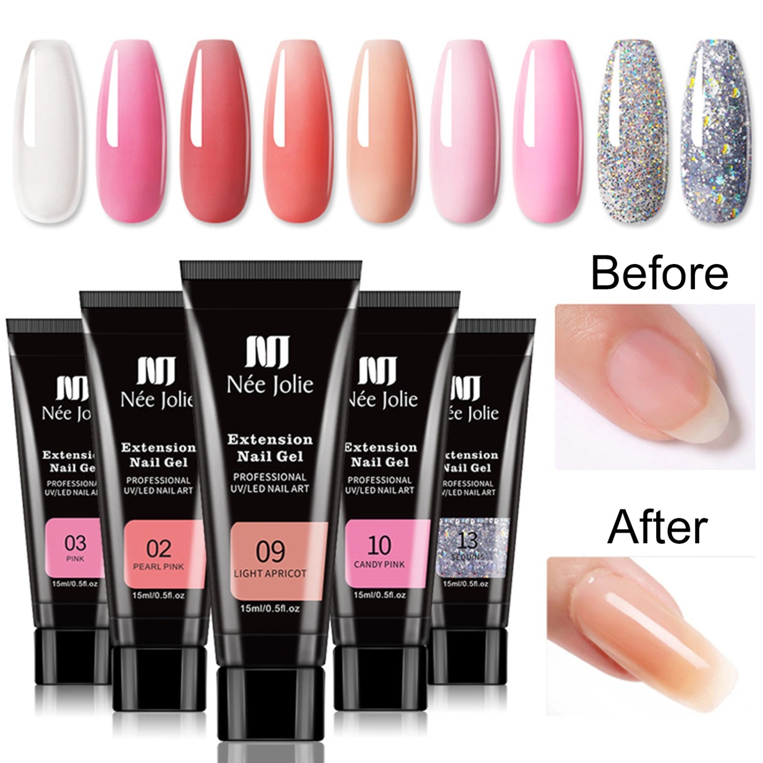 15ml Nail Extension Gel Excellent Saturation Tips Extending Various Colors Clear Quick Building Nails Finger Manicure Gel for Salon