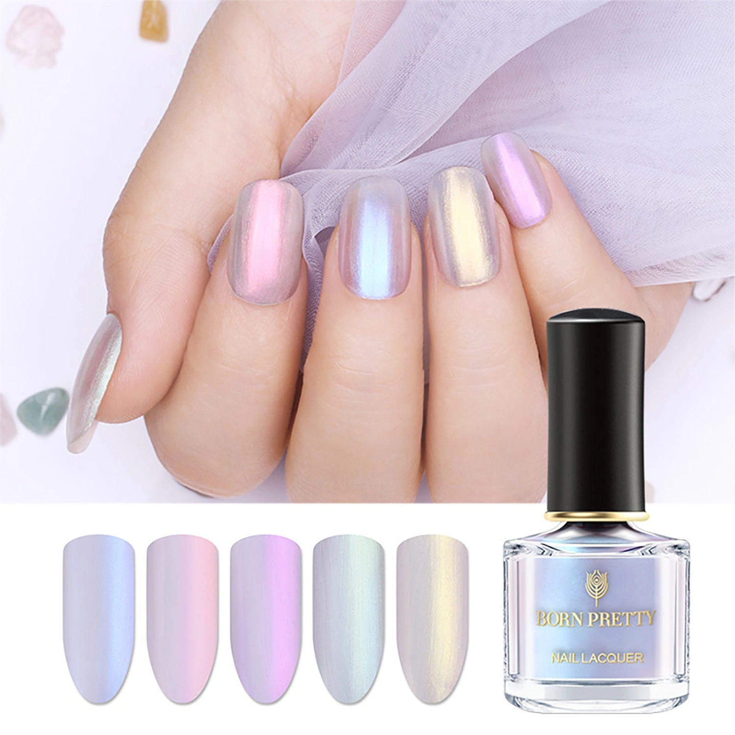 7ml Nail Polish Quick Drying Pearlescent No Odor Manicure Polish Art Varnish Glitter Lacquer for Female