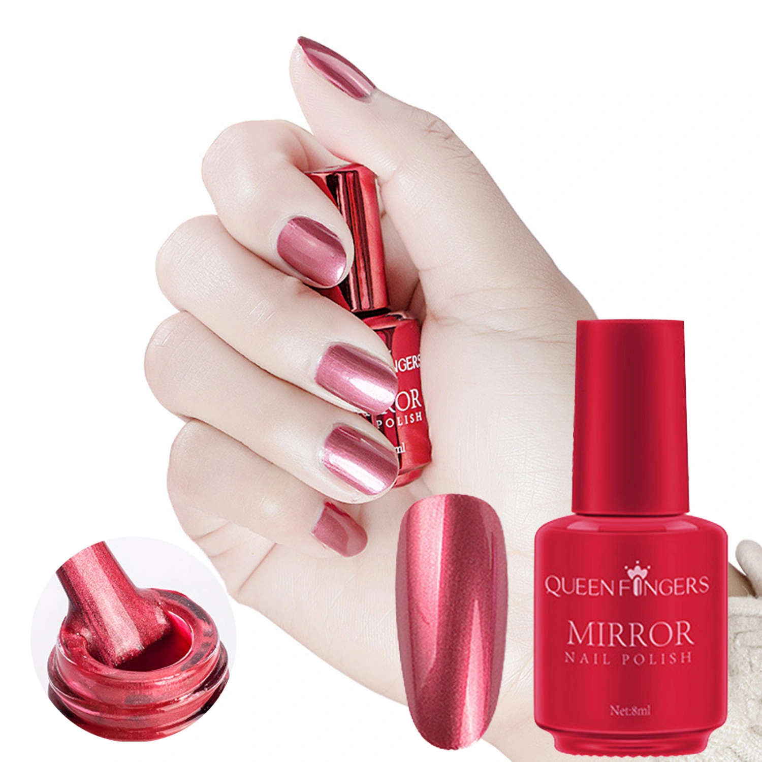 8ml Nail Mirror Polish Non-Peelable Bright Surface DIY Quick Drying Long Lasting Clear Bright DIY Polish for Manicure