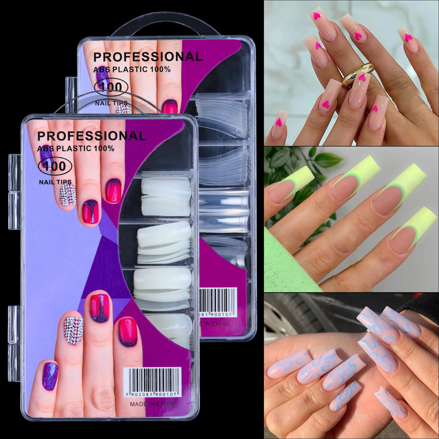 100Pcs/Set Nail Tip Seamless Extending Fingernail Transparent Fake Nail Extension Full Half Cover Tips for Manicure