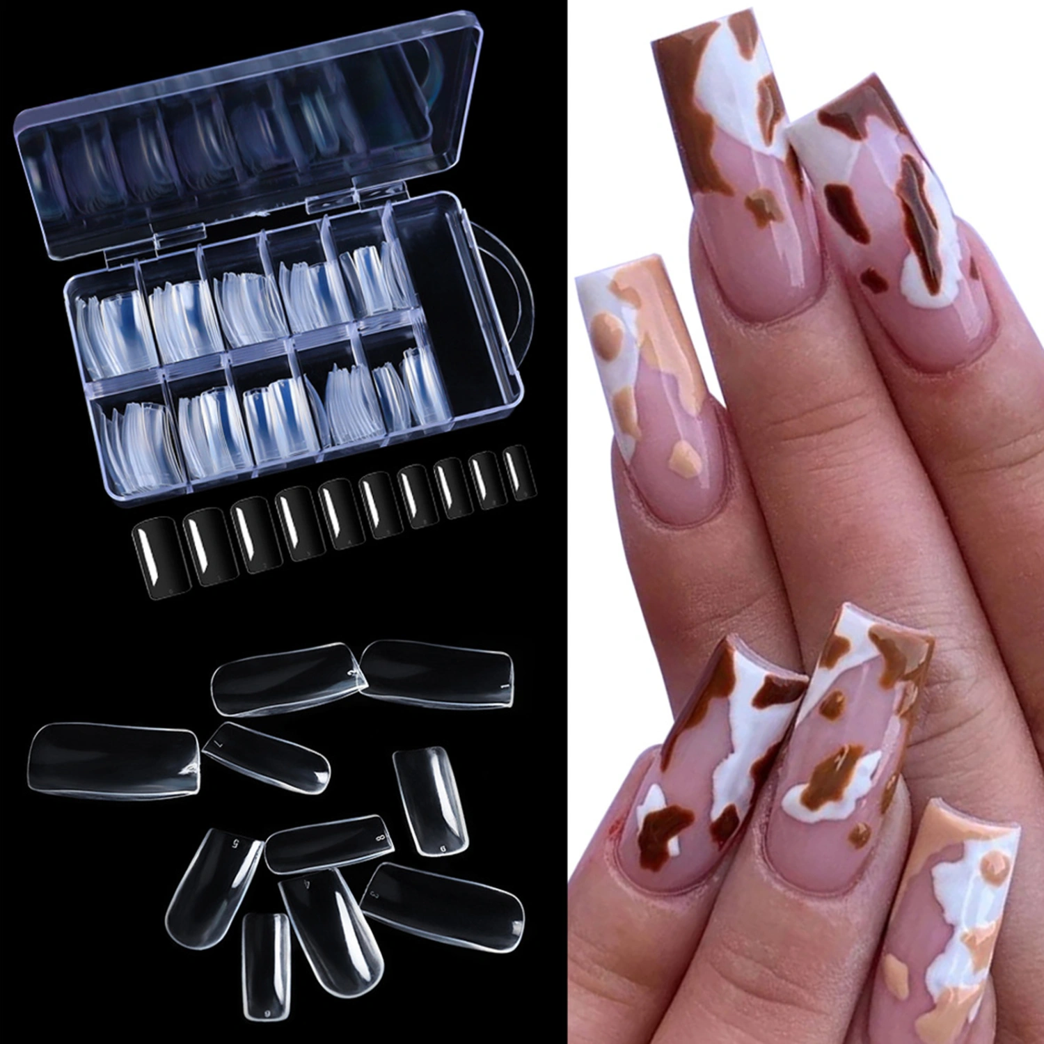 100Pcs/Set Nail Tip Seamless Extending Fingernail Transparent Fake Nail Extension Full Half Cover Tips for Manicure