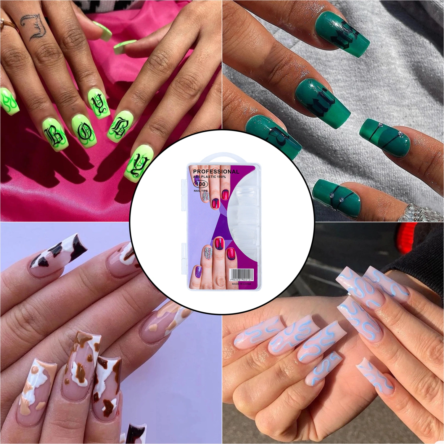 100Pcs/Set Nail Tip Seamless Extending Fingernail Transparent Fake Nail Extension Full Half Cover Tips for Manicure