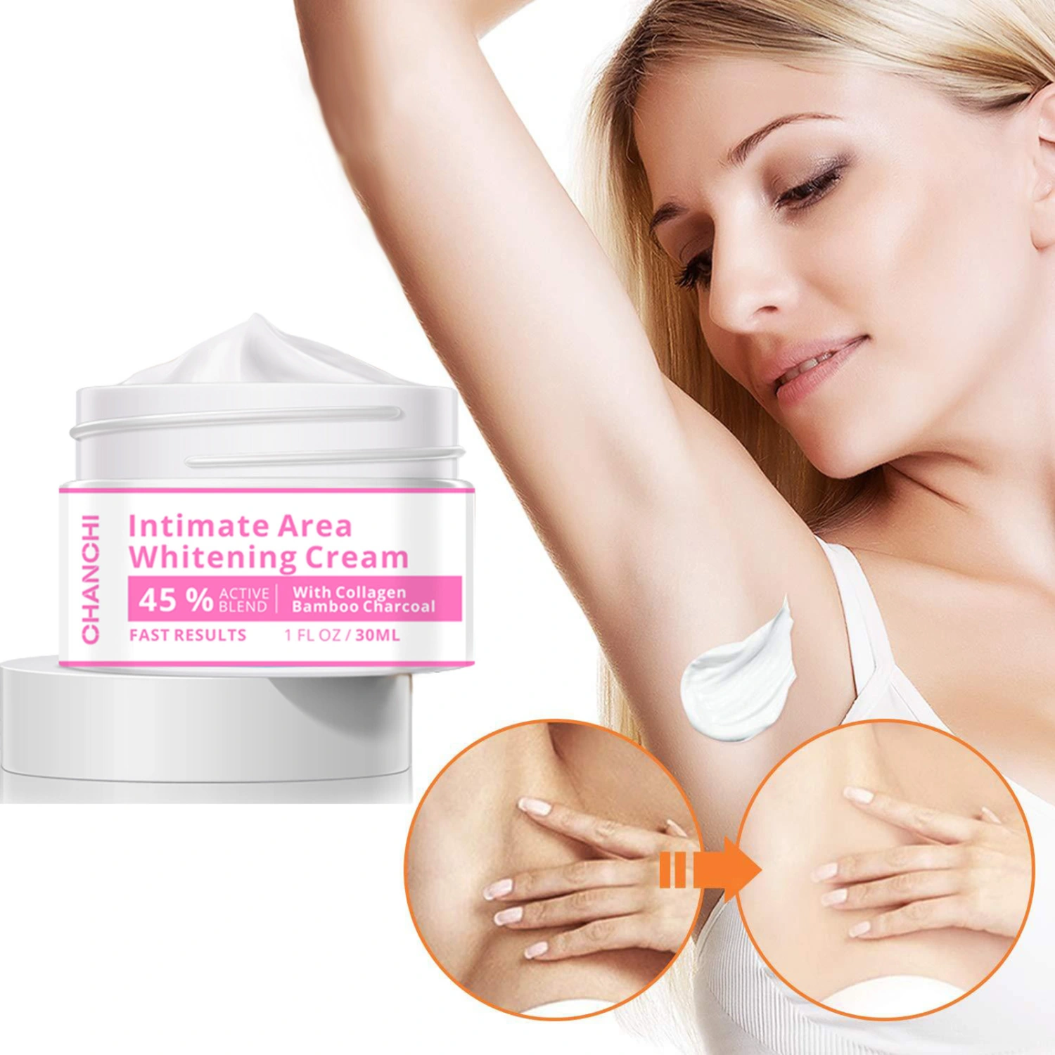 30ml Intimate Area Whitening Cream Quick Absorption Remove Melanin Deposition Non-Greasy Armpit Skin Bleaching Dark Body Lotion for Female
