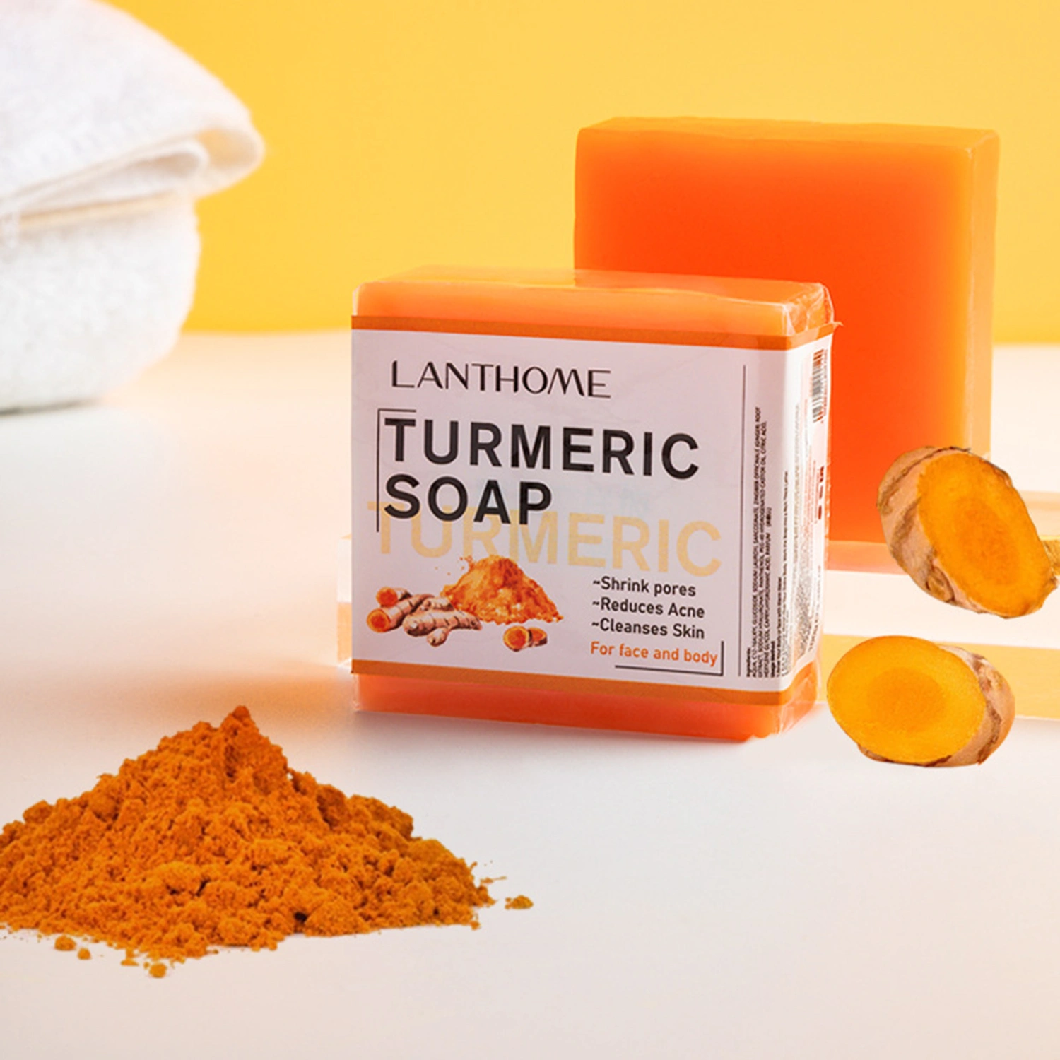 100g Turmeric Soap Oil Control Acne Removal Moisturizing Handmade Essential Oil Soap for Bathing