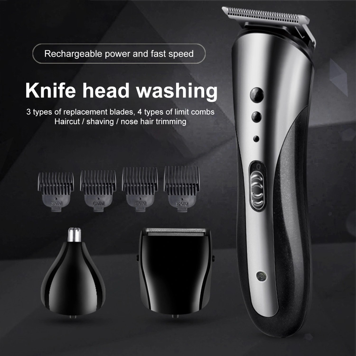 1 Set Razor Shaver Rechargeable Multifunctional Washable Beard Razor Electric Shaver for Men