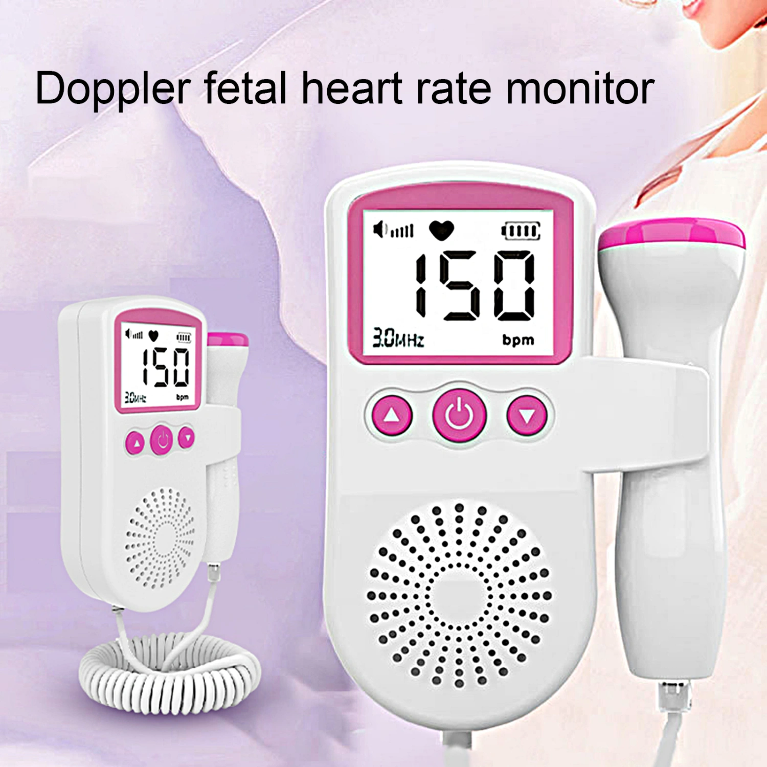 Safety Fetal Heartbeat Detector No Radiation Low Power 50BPM-230BPM Prenatal Heart Rate Detector Household Supplies 